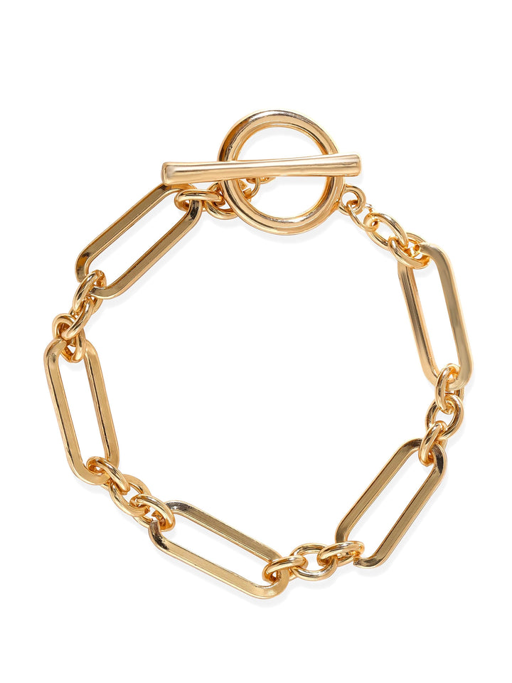 Rubans Voguish 22K Gold plated paperclip link chain copper bracelet Bangles & Bracelets