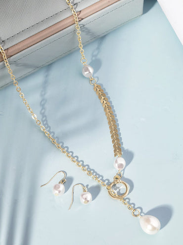 Rubans Voguish 22K Gold Plated Pearl Beaded Charm Dangle Copper Necklace Necklace