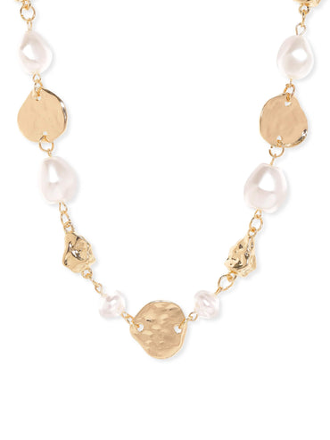 Rubans Voguish  22K Gold Plated Pearl & Charm Dangle Link Necklace Necklaces, Chains & necklace