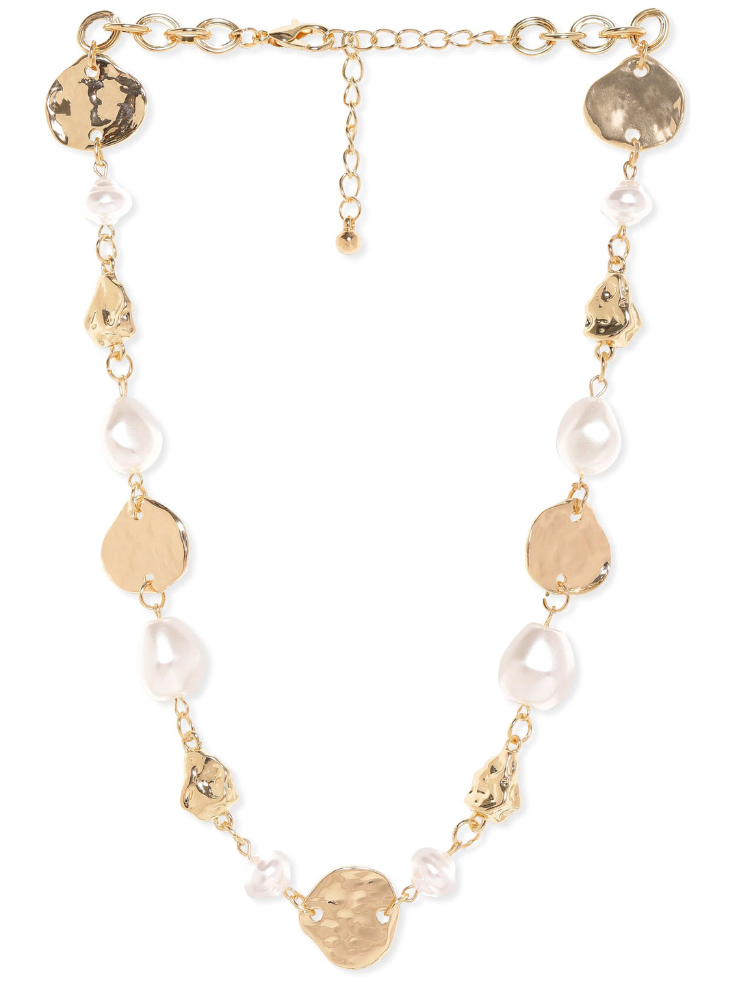 Rubans Voguish  22K Gold Plated Pearl & Charm Dangle Link Necklace Necklaces, Chains & necklace