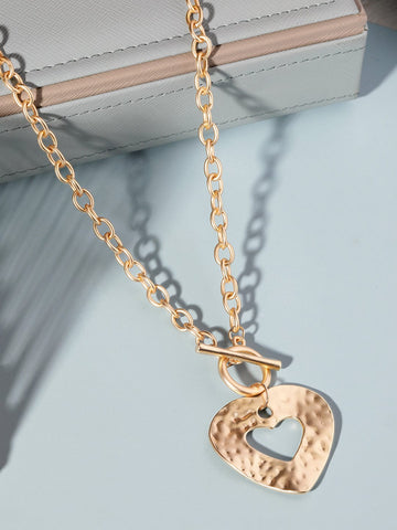 Rubans Voguish 22K Gold plated Statement Heart Motif Link Chain Copper Necklace Necklaces