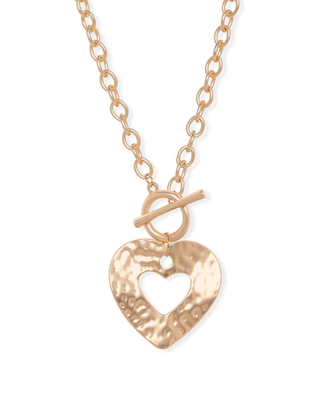 Rubans Voguish 22K Gold plated Statement Heart Motif Link Chain Copper Necklace Necklaces
