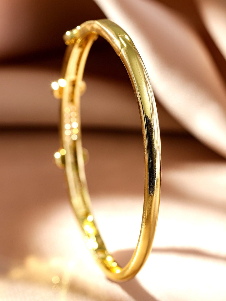 Rubans Voguish 22K Gold-Plated Turquoise Enamel Floral Cuff Bracelet with Cubic Zirconia Wristwear