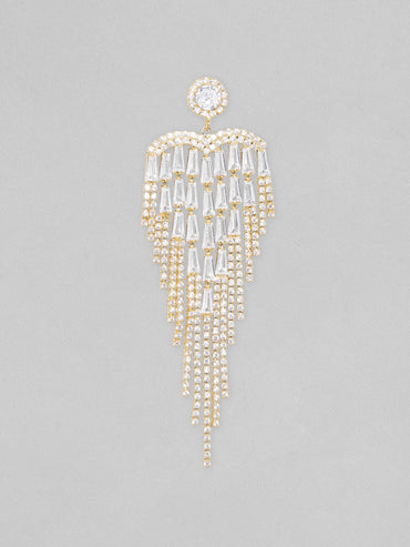 Rubans Voguish Baguettes And Round Zircons Studded Tassel Earrings Earrings