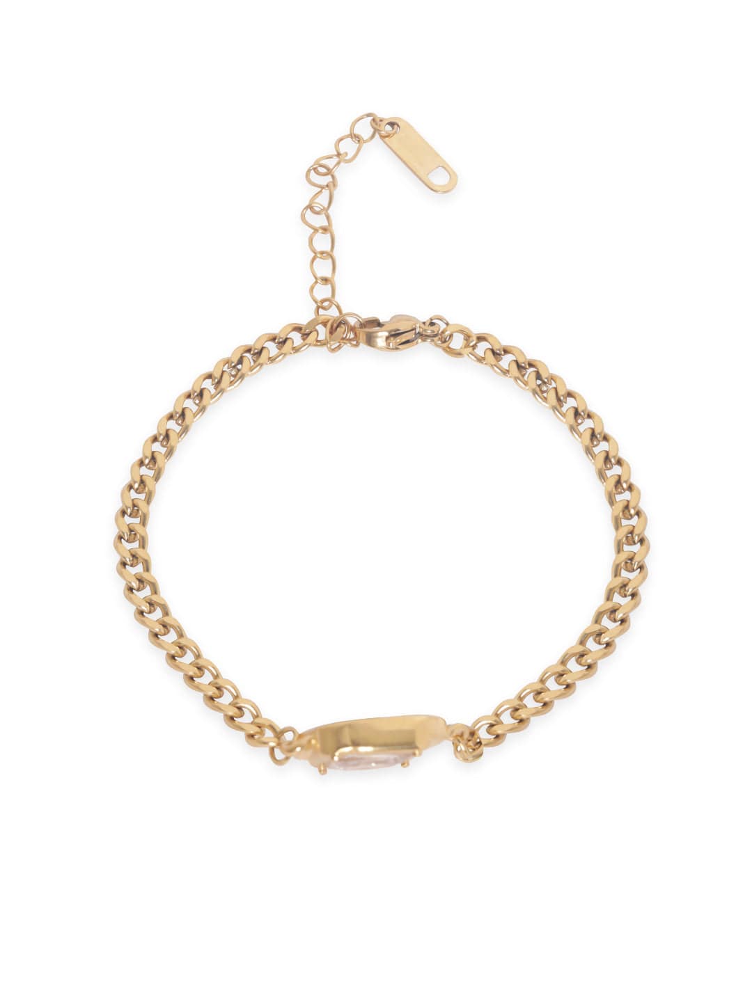 Rubans Voguish Brass Cubic Zirconia 18K Gold-Plated Link Bracelet Bangles & Bracelets