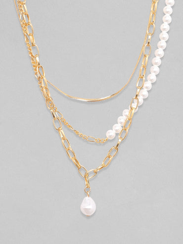 Rubans Voguish Brass Gold-Plated Layered Necklace Chain & Necklaces