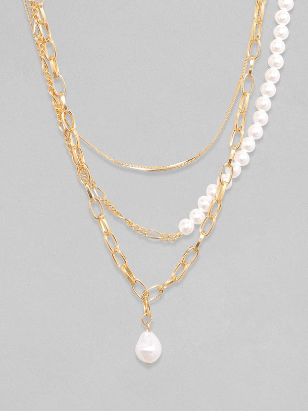 Rubans Voguish Brass Gold-Plated Layered Necklace Chain & Necklaces