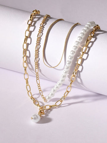 Rubans Voguish Brass Gold-Plated Layered Necklace Chain & Necklaces