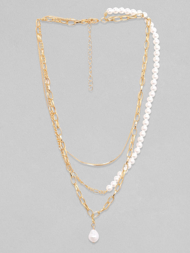 Rubans Voguish Brass Gold-Plated Layered Necklace Chain & Necklaces