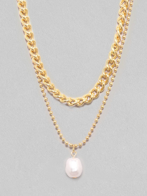 Rubans Voguish Brass Gold-Plated Layered Necklace Chain & Necklaces