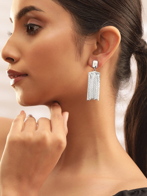 Rubans Voguish Chic Cascade Silver Plated Multiple Chain Earrings Earrings