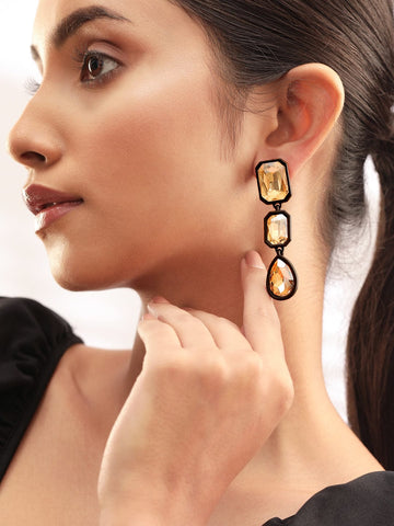 Rubans Voguish Dazzling Cascades Multilayered Crystal Drop Earrings Earrings