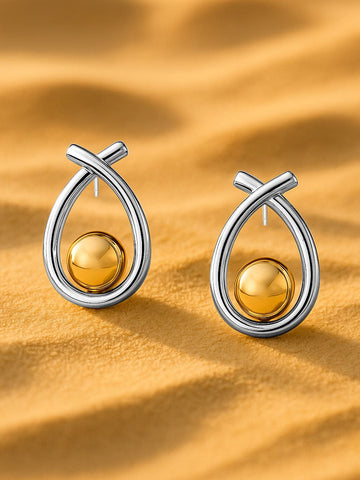 Rubans Voguish Dual toned Contemporary Ribbion wrap Stud Earring Earrings