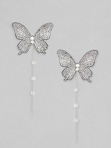 Rubans Voguish  Enchanting Butterfly Stud Earrings with Beaded Hangings Earrings