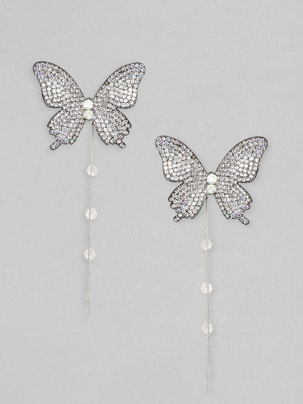 Rubans Voguish  Enchanting Butterfly Stud Earrings with Beaded Hangings Earrings