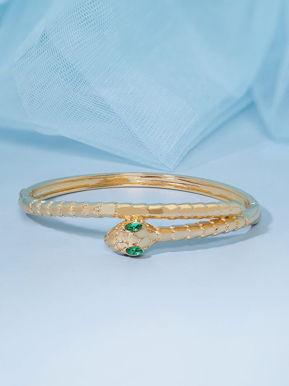 Rubans Voguish Enchanting Serpent 13K Gold Plated Emerald Zirconia Bracelet Bangles & Bracelets