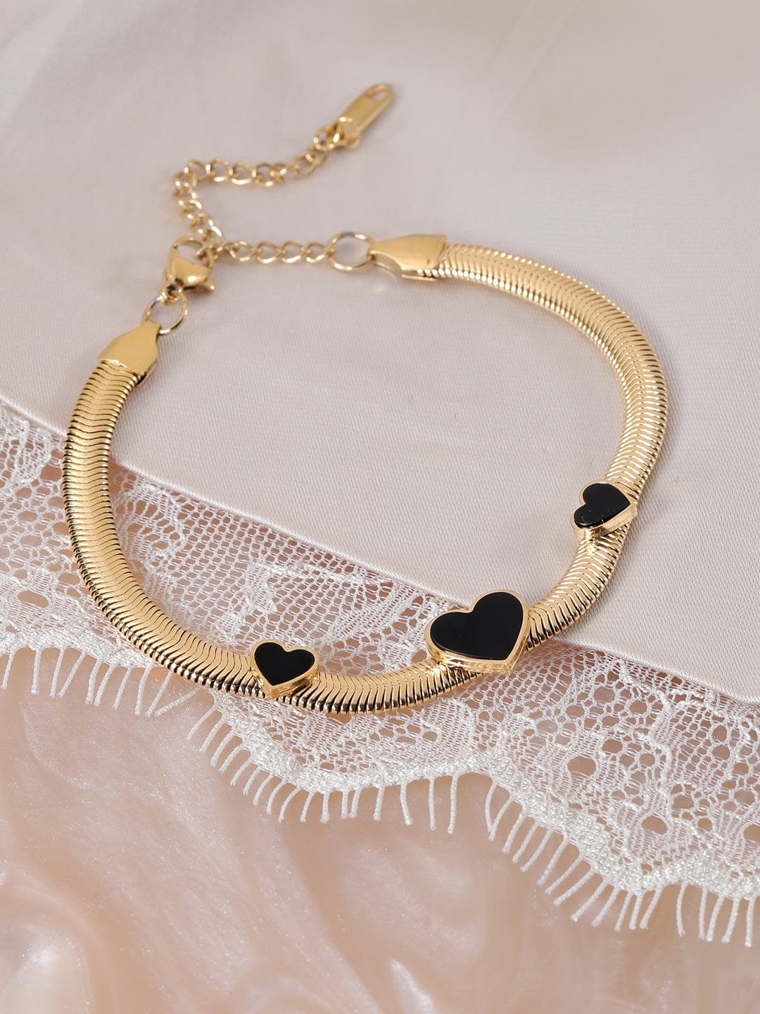 Rubans Voguish Eternal Noir Gold-Tone Black Enamel Bracelet Bangles & Bracelets