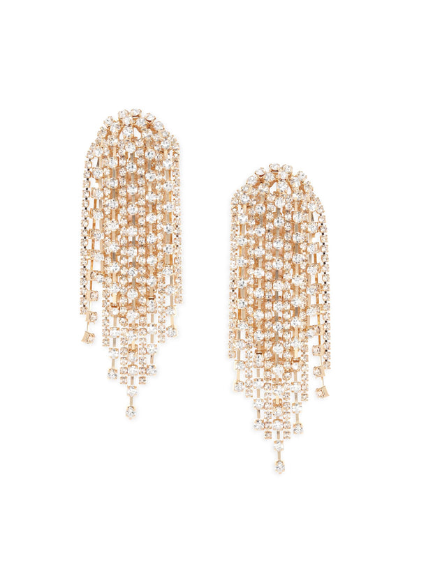 Rubans Voguish Gilded Desert Dazzle Zircon Stone Gold Tone Western Drop Earrings Earrings