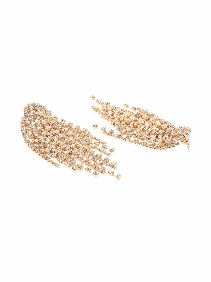 Rubans Voguish Gilded Desert Dazzle Zircon Stone Gold Tone Western Drop Earrings Earrings
