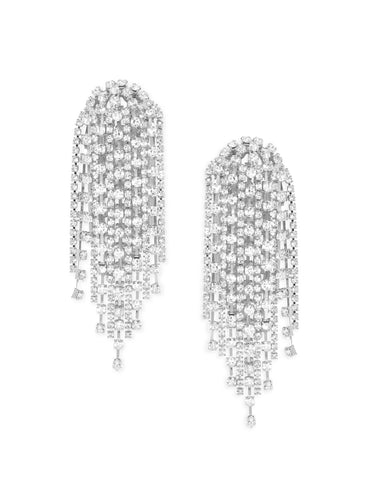Rubans Voguish Gilded Desert Dazzle Zircon Stone Silver Tone Western Drop Earrings Earrings