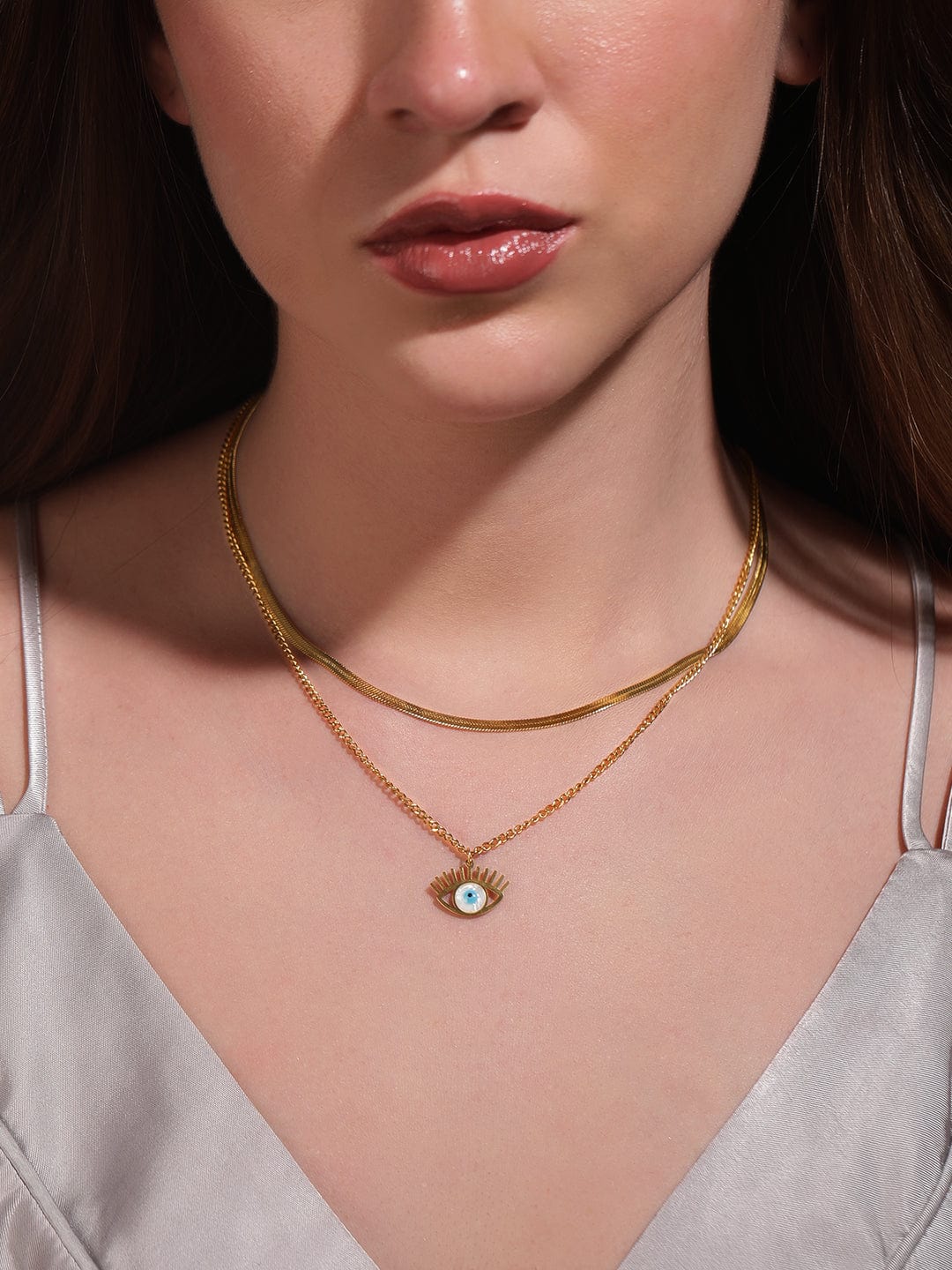 Rubans Voguish Gilded Elegance Stainless Gold Tone Pendant Necklace Necklace