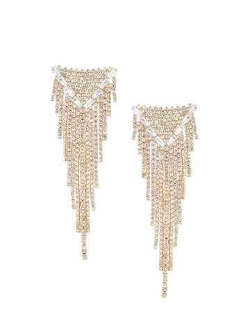 Rubans Voguish Gilded Elegance Zircon Drop Earrings Earrings