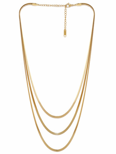 Rubans Voguish Glamorous Cascade Stainless Gold Tone Multi-Layer Necklace Necklace