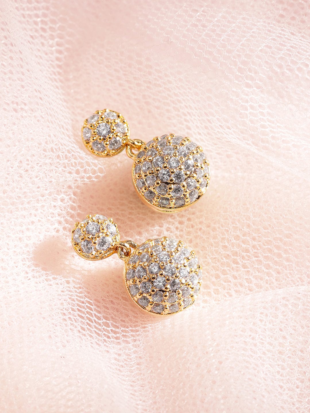 Rubans Voguish Gleaming Grace: Gold-Tone Zircon Stone Pendant Set for Elegant Allure Necklaces, Necklace Sets, Chains & Mangalsutra