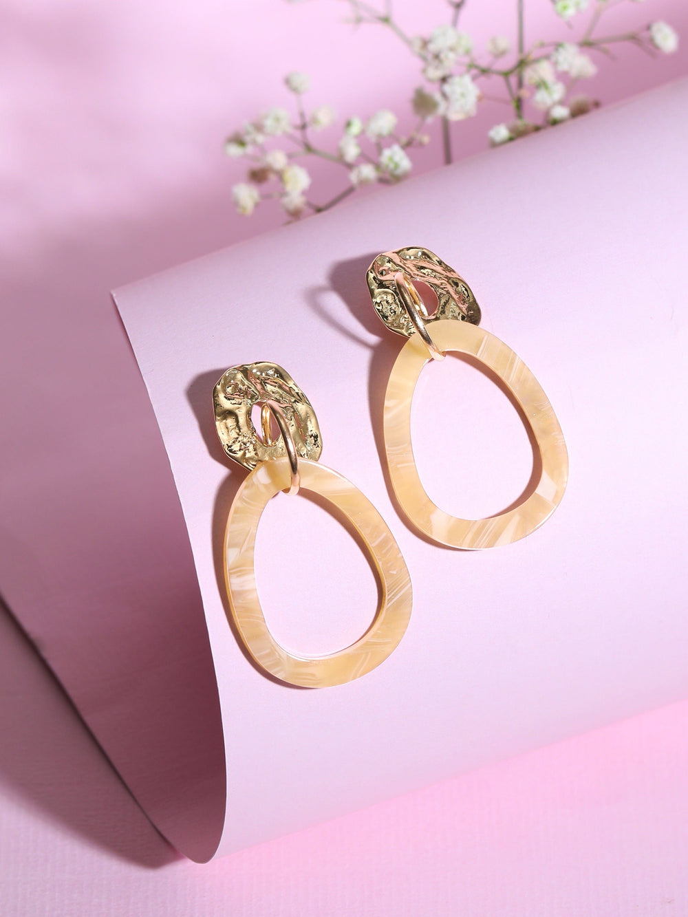 Rubans Voguish Gold Plated Beige Coloured Western Earrings. Earrings