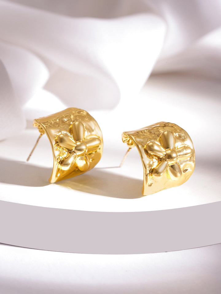Rubans Voguish Gold-Plated Circular Half Hoop Earrings Earrings