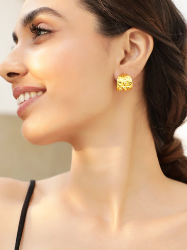 Rubans Voguish Gold-Plated Circular Half Hoop Earrings Earrings