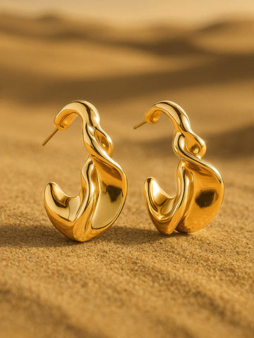 Rubans Voguish Gold-Plated Circular Half Hoop Earrings Hoop Earrings