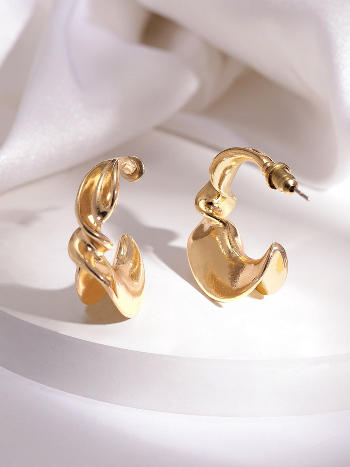 Rubans Voguish Gold-Plated Circular Half Hoop Earrings Hoop Earrings