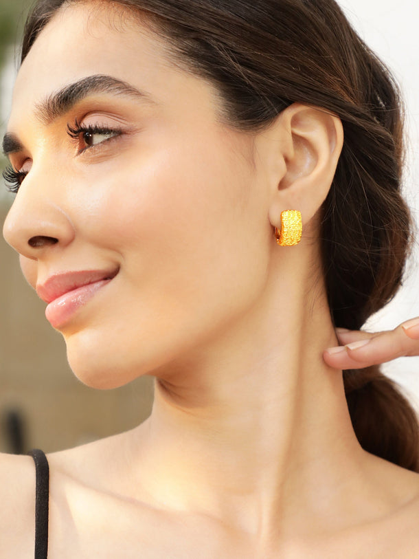 Rubans Voguish Gold-Plated Circular Hoop Earrings Earrings