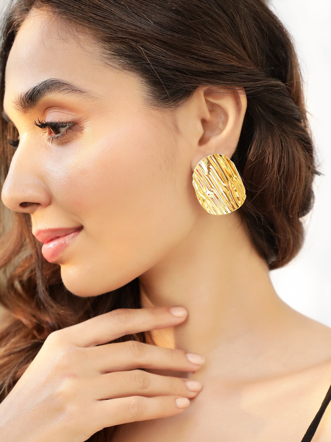 Rubans Voguish Gold Plated Circular Studs Earrings