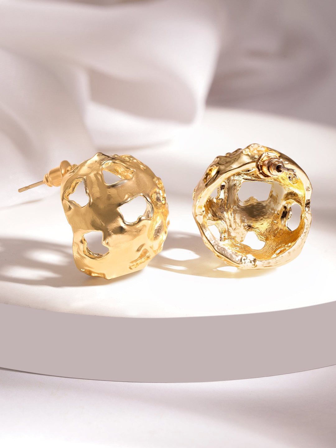 Rubans Voguish Gold-Plated Circular Studs Earrings Earrings