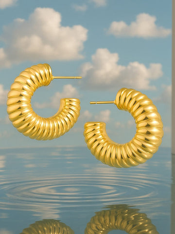 Rubans Voguish Gold Plated Contemporary Half Hoop Earrings Earrings