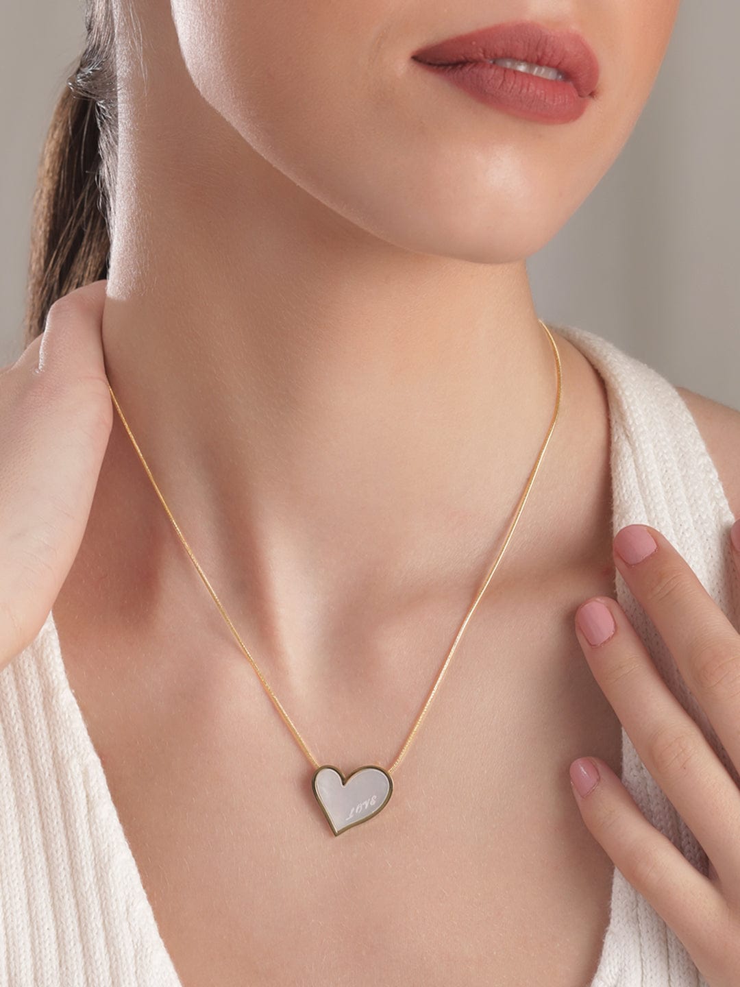 Buy Dainty Mother-Of-Pearl Heart Sterling Silver Chain Necklace by Mannash™  Jewellery