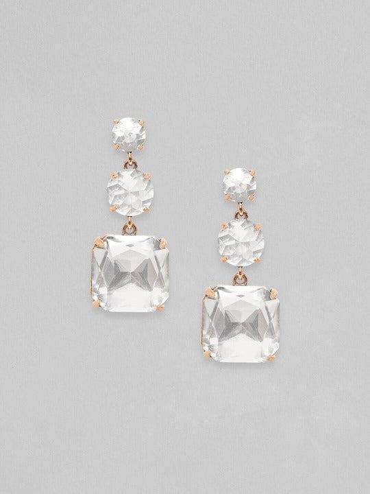 Rubans Voguish Gold-Plated Geometric Zircon Drop Earrings Earrings