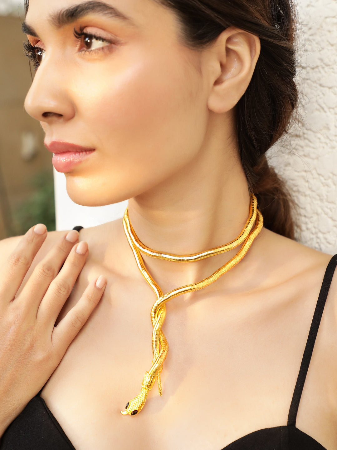 Rubans Voguish Gold-Plated Gilded Snake Pendant Necklace Necklace and Chains