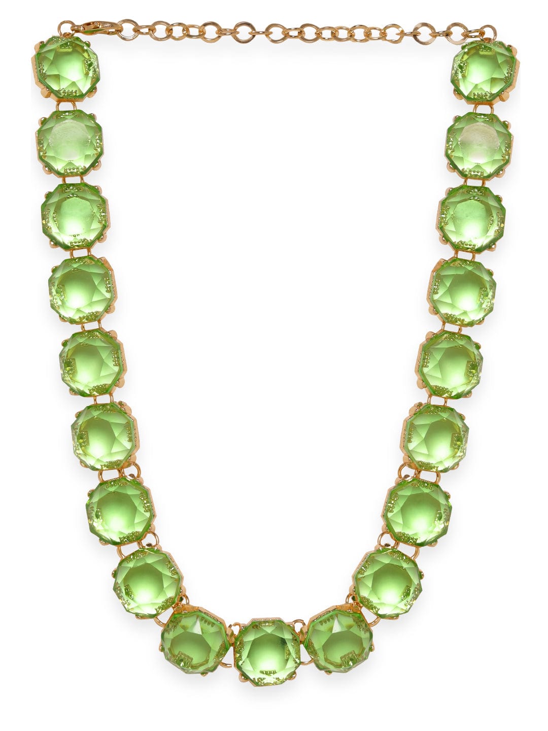 Rubans Voguish Gold plated Green Zirconia Studded Statement Necklace Necklaces, Necklace Sets, Chains & Mangalsutra