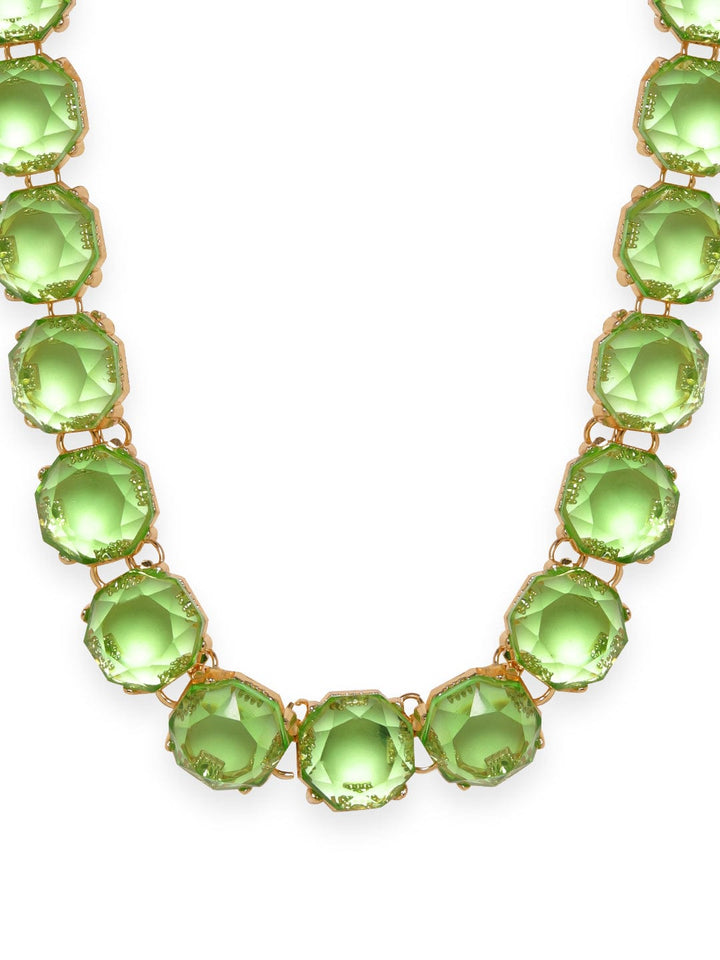 Rubans Voguish Gold plated Green Zirconia Studded Statement Necklace Necklaces, Necklace Sets, Chains & Mangalsutra
