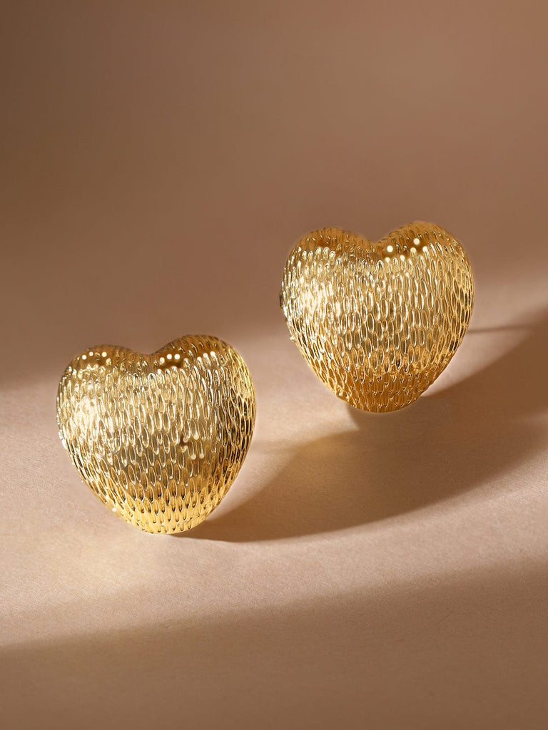 Rubans Voguish Gold Plated Heart Shaped Stud Earrings