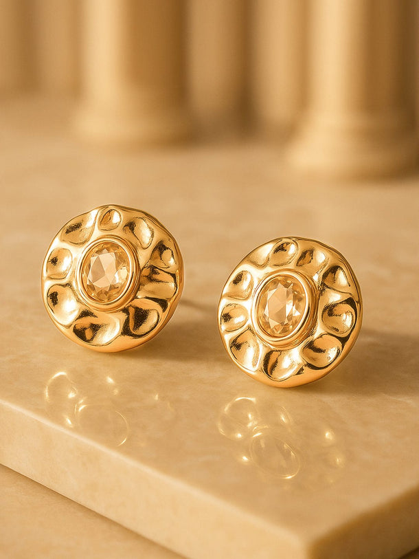 Rubans Voguish Gold-Plated Kundan-Studded Circular Studs Earrings Studs Earrings