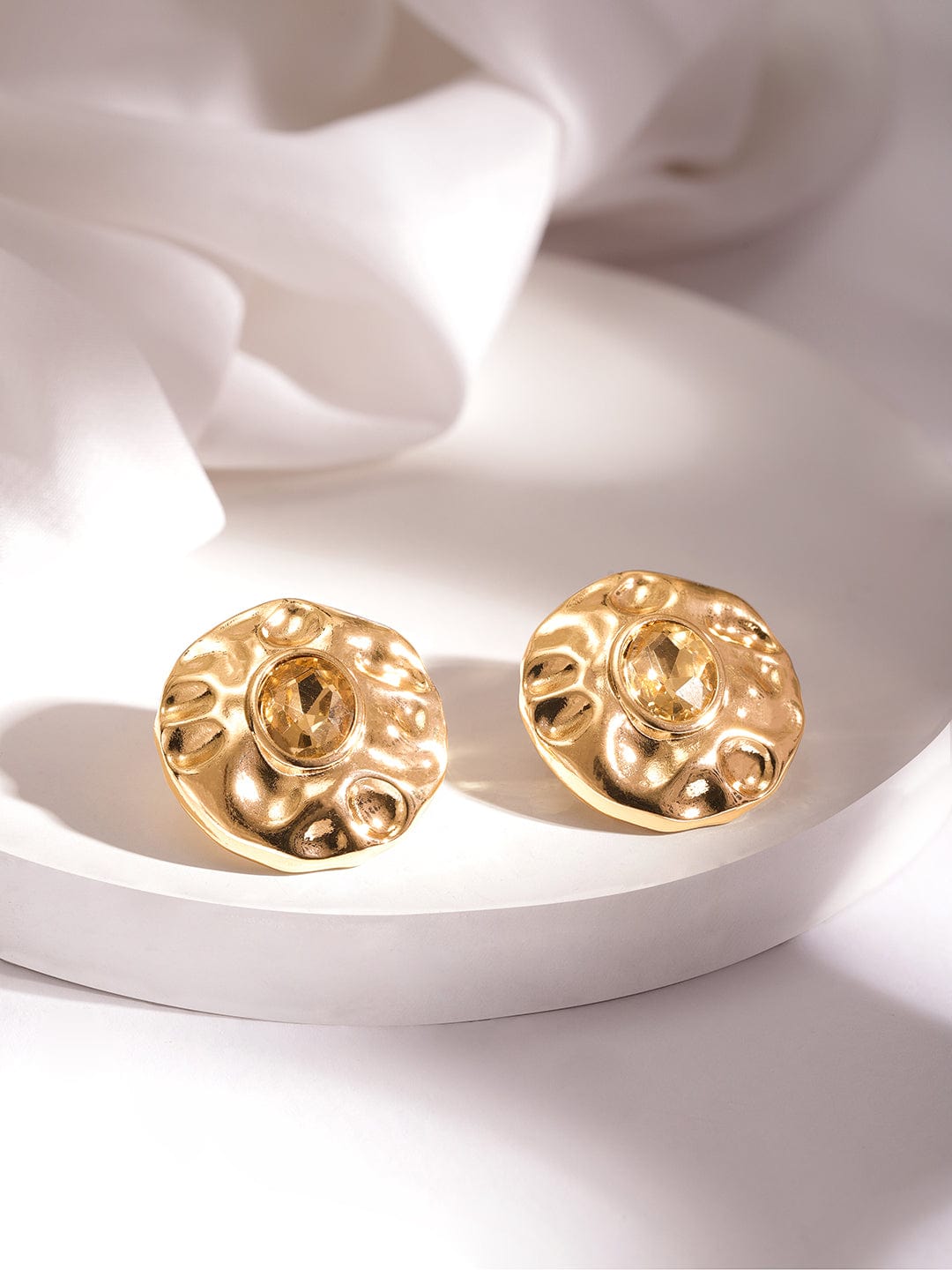 Rubans Voguish Gold-Plated Kundan-Studded Circular Studs Earrings Studs Earrings