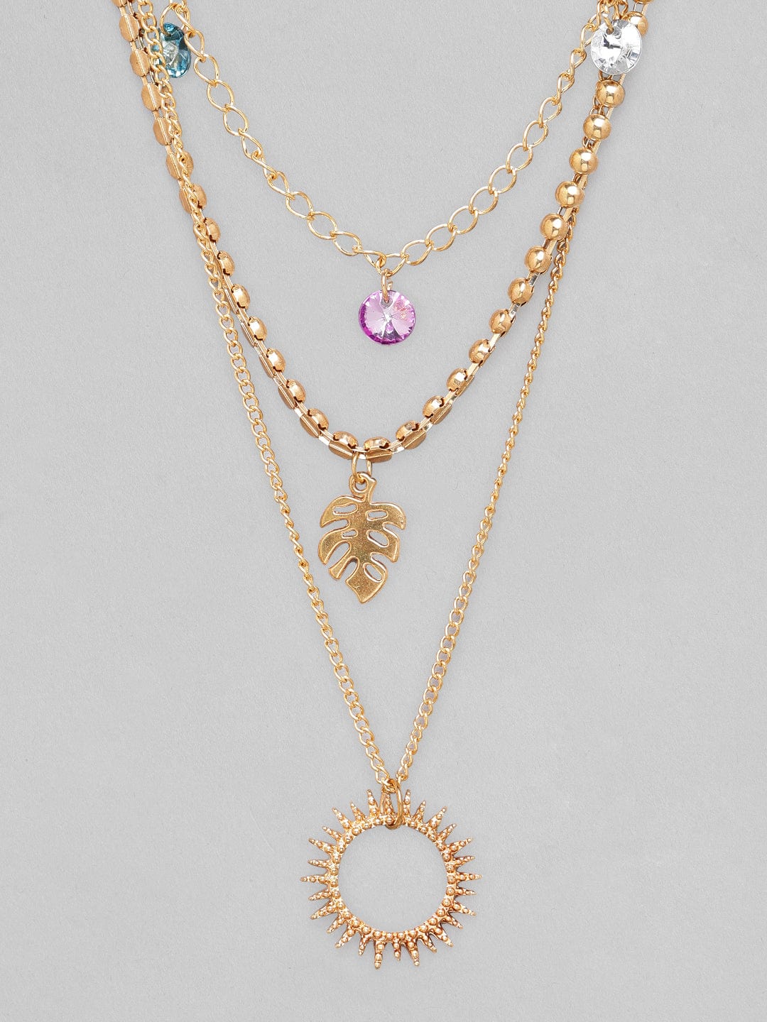 Rubans Voguish Gold-Plated Layered Chain Necklaces, Necklace Sets, Chains & Mangalsutra