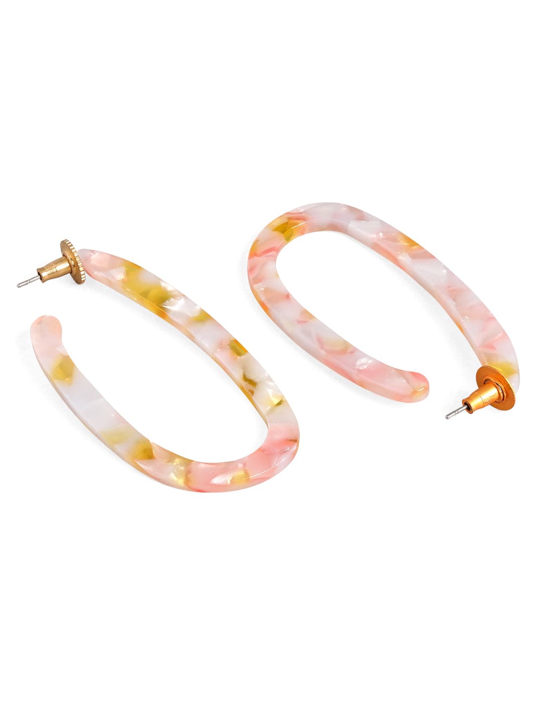 Rubans Voguish Gold Plated Marbled Pastel Oval Hoop Earrings Earrings