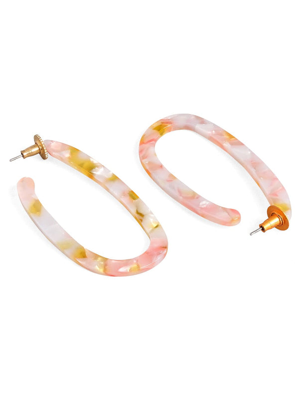 Rubans Voguish Gold Plated Marbled Pastel Oval Hoop Earrings Earrings