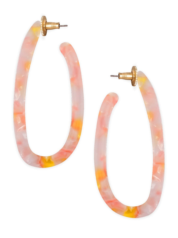 Rubans Voguish Gold Plated Marbled Pastel Oval Hoop Earrings Earrings