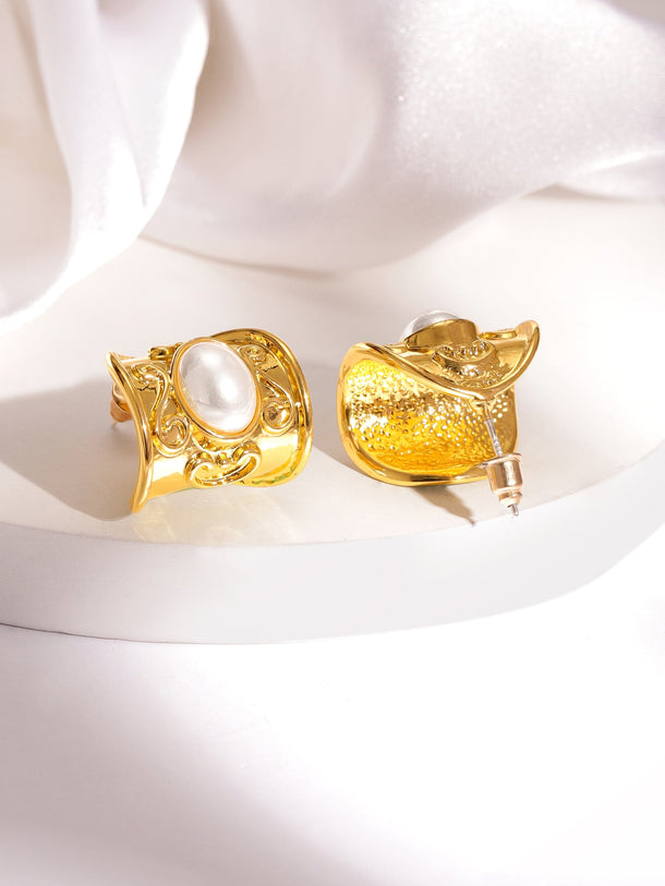 Rubans Voguish Gold-Plated Oval Half Hoop Earrings Earrings